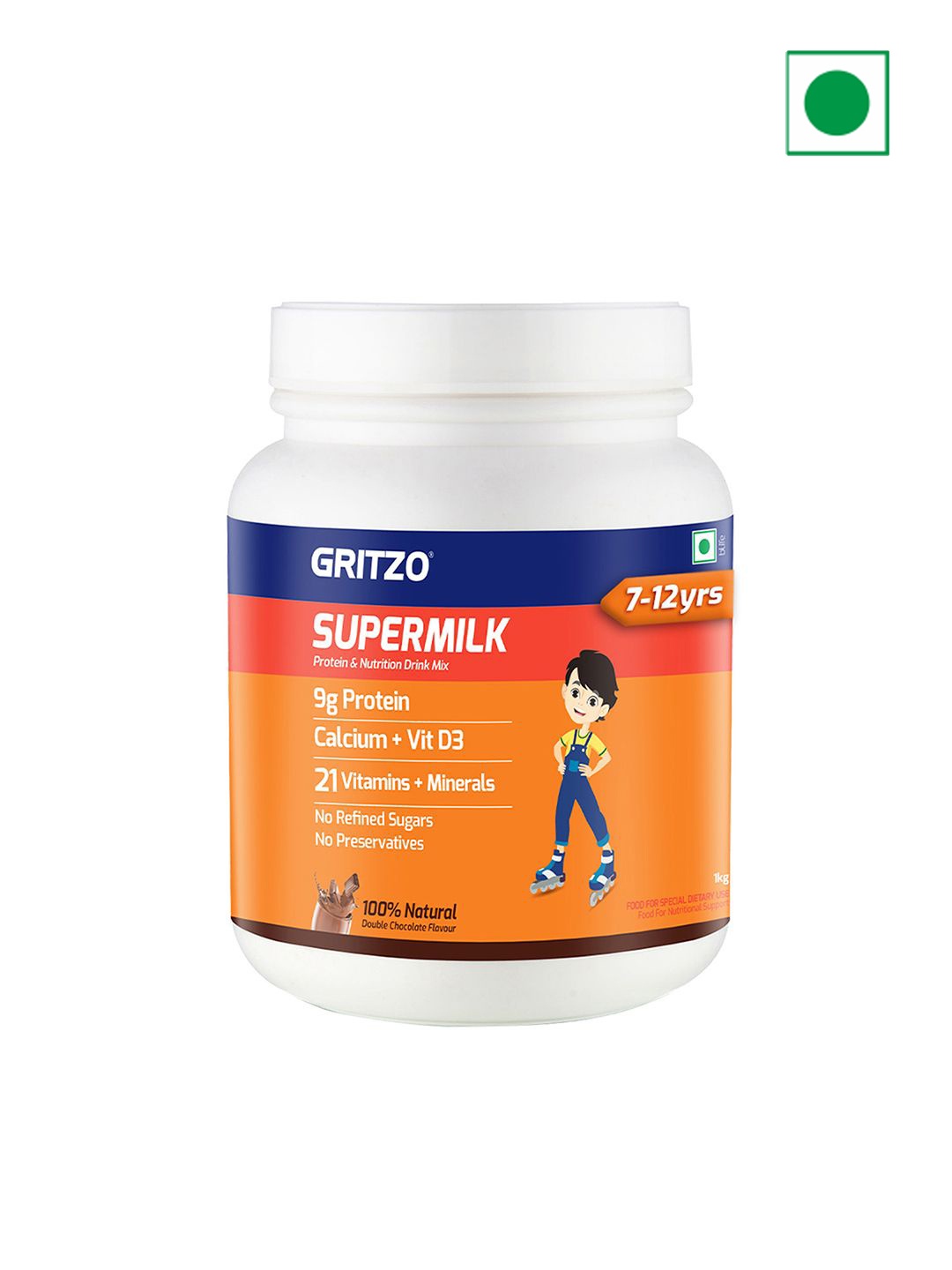 Gritzo SuperMilk Daily Nutrition 8-12y Young Athlete 9g Protein-Double Chocolate-1kg, Brown
Gritzo SuperMilk Daily Nutrition 8-12y Young Athlete 9g Protein-Double Chocolate-1kg, Brown