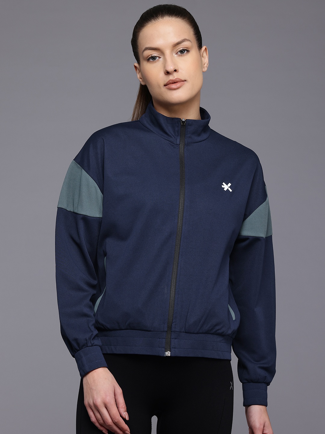 HRX by Hrithik Roshan Women Brand Logo Detail Rapid Dry Training Sporty Jacket, Navy blue
HRX by Hrithik Roshan Women Brand Logo Detail Rapid Dry Training Sporty Jacket, Navy blue