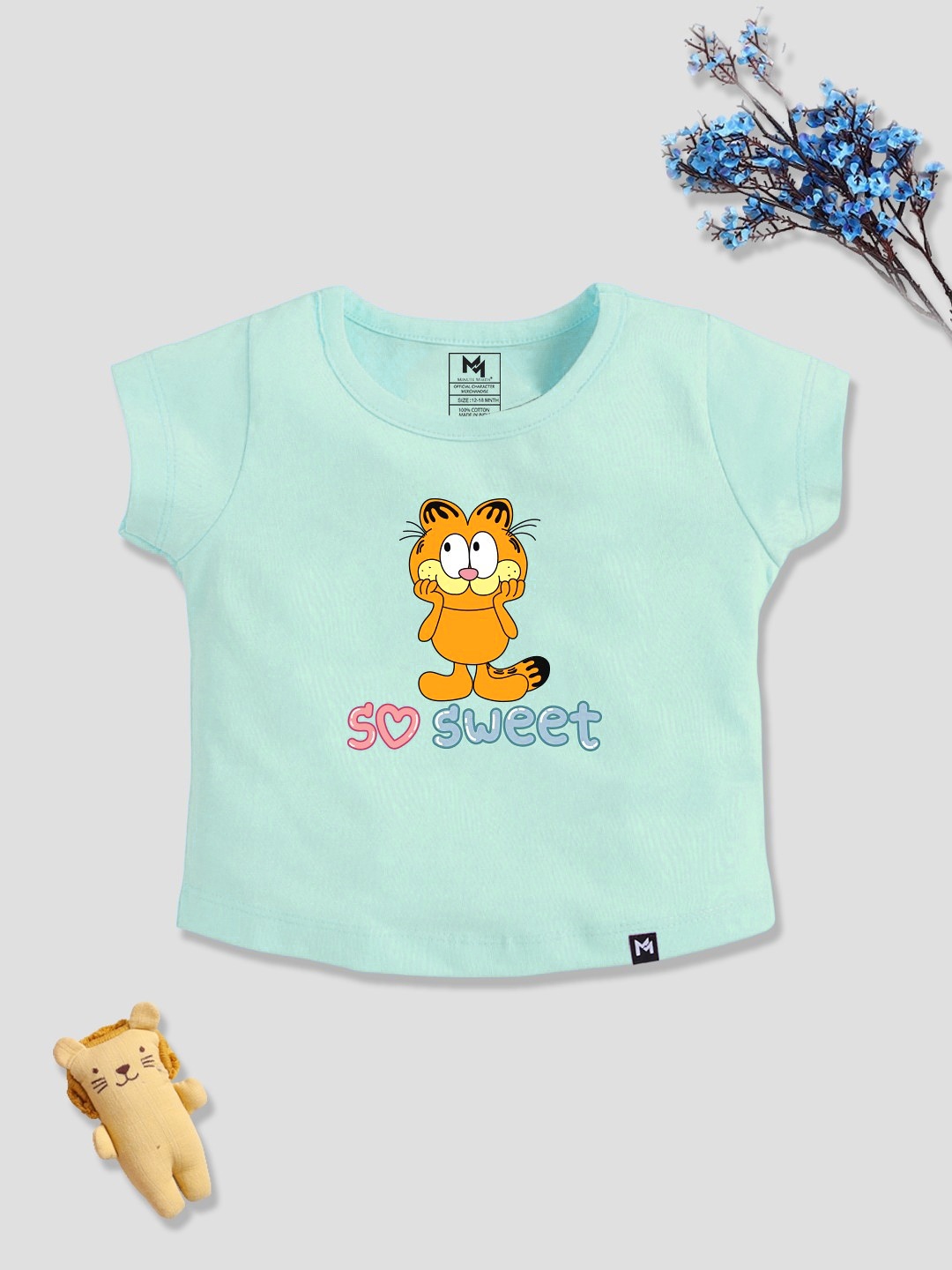 YK X Minute Mirth Infant Girls Garfield Printed Pure Cotton T-shirt, Turquoise blue
YK X Minute Mirth Infant Girls Garfield Printed Pure Cotton T-shirt, Turquoise blue