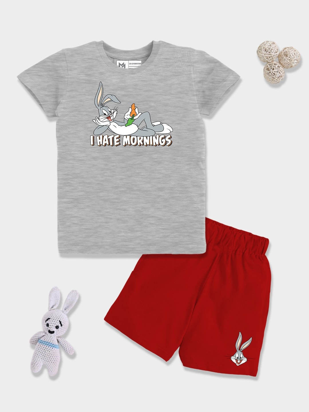 YK X Minute Mirth Infant Boys Bugs Bunny Printed Pure Cotton T-shirt with Shorts, Grey melange
YK X Minute Mirth Infant Boys Bugs Bunny Printed Pure Cotton T-shirt with Shorts, Grey melange