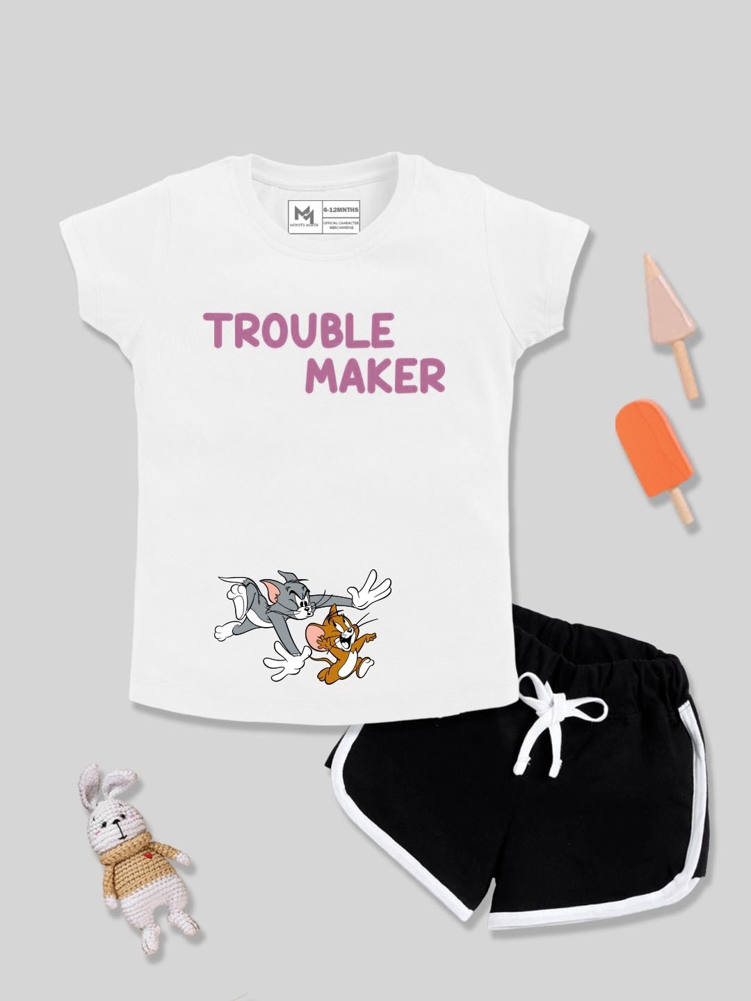 YK X Minute Mirth Girls Tom & Jerry Printed Pure Cotton T-shirt with Shorts, White
YK X Minute Mirth Girls Tom & Jerry Printed Pure Cotton T-shirt with Shorts, White