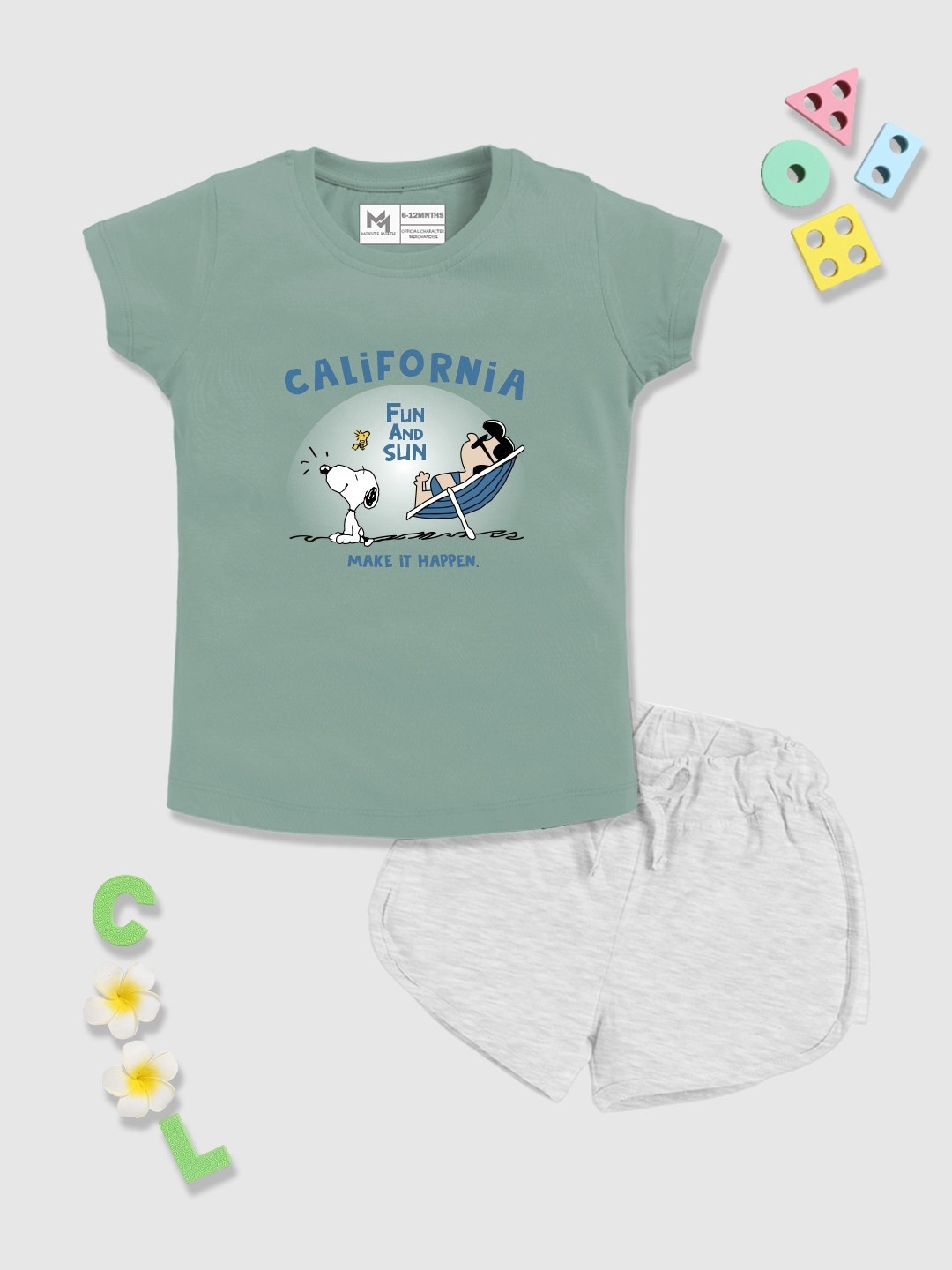YK X Minute Mirth Infant Girls Pure Cotton Peanuts Printed T-shirt with Shorts, Olive
YK X Minute Mirth Infant Girls Pure Cotton Peanuts Printed T-shirt with Shorts, Olive