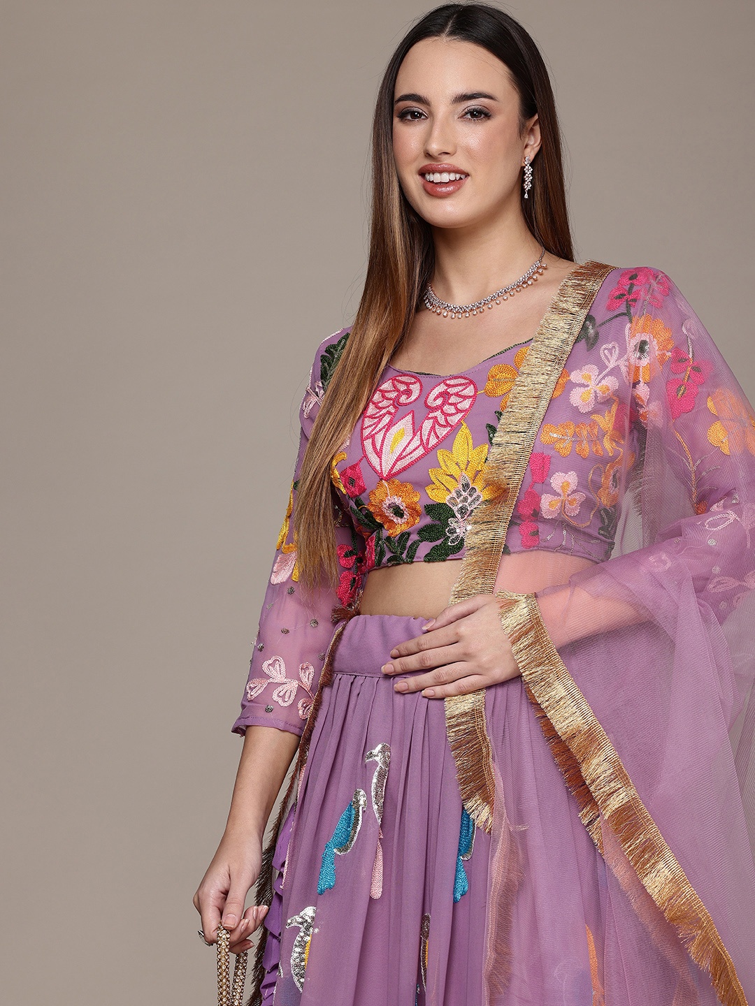 GLAMONY Embroidered Sequinned Semi-Stitched Lehenga & Unstitched Blouse With Dupatta, Lavender
GLAMONY Embroidered Sequinned Semi-Stitched Lehenga & Unstitched Blouse With Dupatta, Lavender