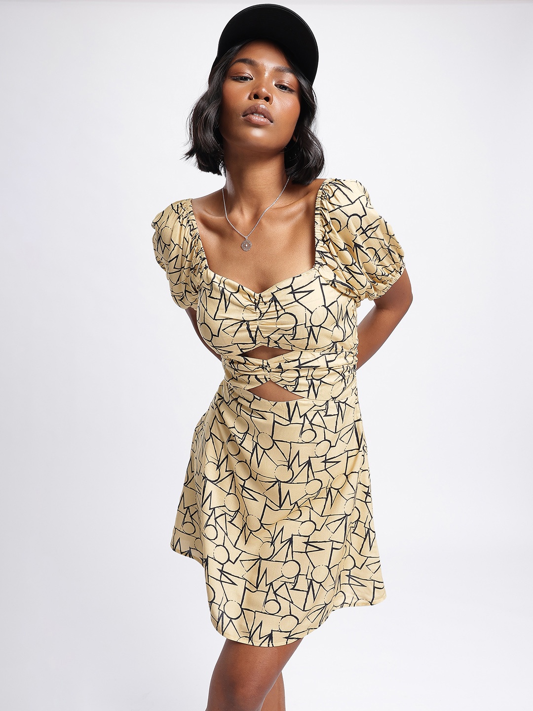 DressBerry Sensational Silhouette Printed Cut-Out Details Mini Sheath Dress, Cream
DressBerry Sensational Silhouette Printed Cut-Out Details Mini Sheath Dress, Cream
