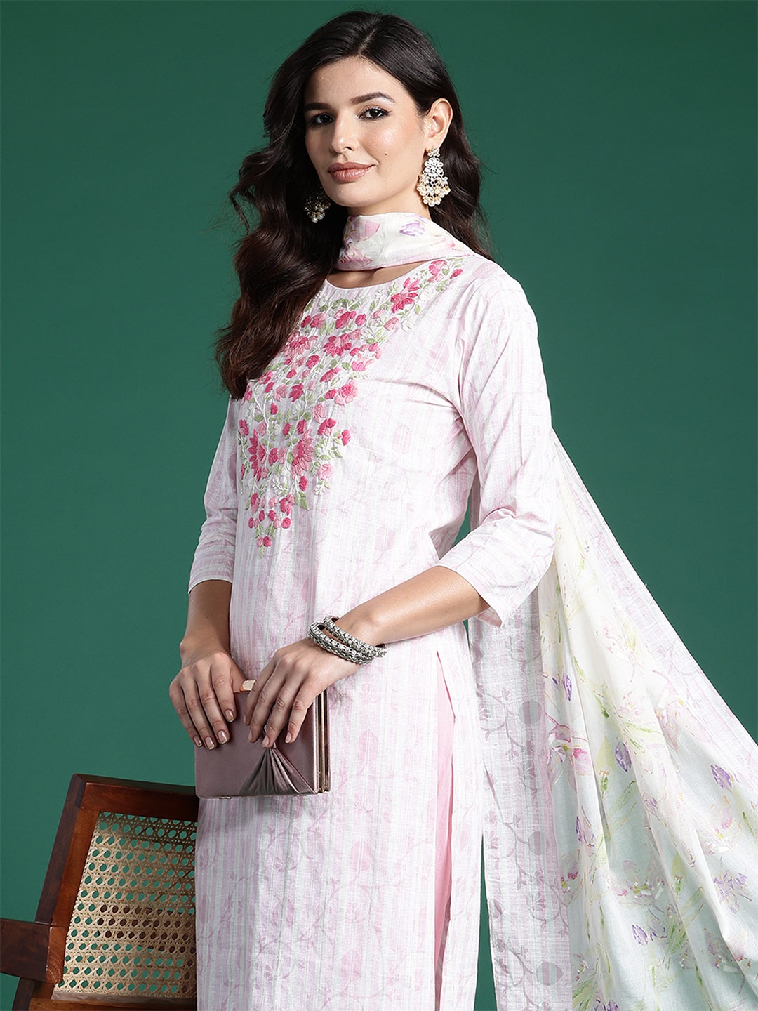 Indo Era Embroidered Thread Work Pure Cotton Kurta With Trousers & Dupatta, White
Indo Era Embroidered Thread Work Pure Cotton Kurta With Trousers & Dupatta, White
