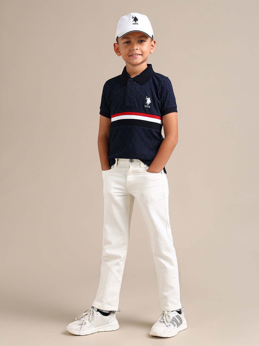 U.S. Polo Assn. Kids Boys Brand Logo Striped Polo Collar Pure Cotton T-shirt, Navy blue
U.S. Polo Assn. Kids Boys Brand Logo Striped Polo Collar Pure Cotton T-shirt, Navy blue