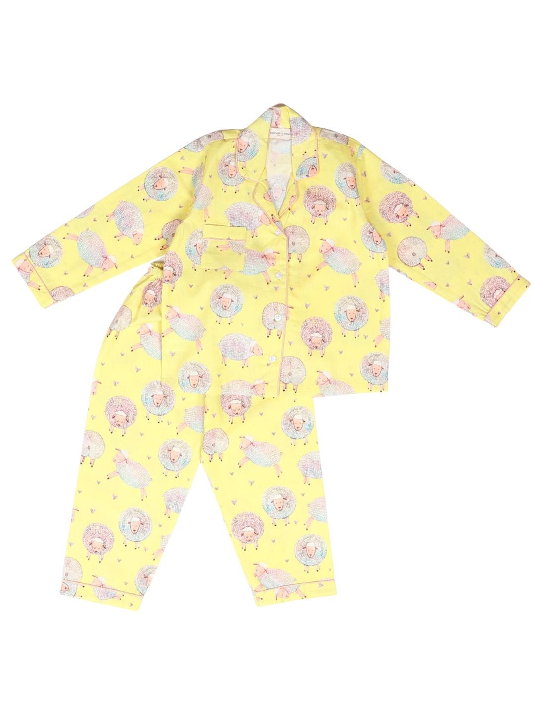 MAMA AND PEACHES Unisex Kids Lapel Collar Cartoon Characters Printed Night suit, Yellow
MAMA AND PEACHES Unisex Kids Lapel Collar Cartoon Characters Printed Night suit, Yellow