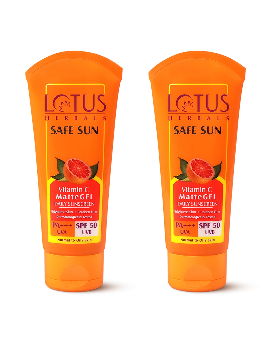 Lotus Herbals 2Pcs Safe Sun Vitamin-C MatteGEL SPF50 Daily Sunscreen - 100g each, Orange
Lotus Herbals 2Pcs Safe Sun Vitamin-C MatteGEL SPF50 Daily Sunscreen - 100g each, Orange