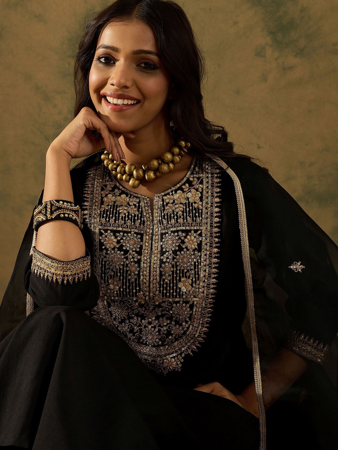 Indo Era Women Embroidered Regular Liva Kurta with Trousers & With Dupatta, Black
Indo Era Women Embroidered Regular Liva Kurta with Trousers & With Dupatta, Black