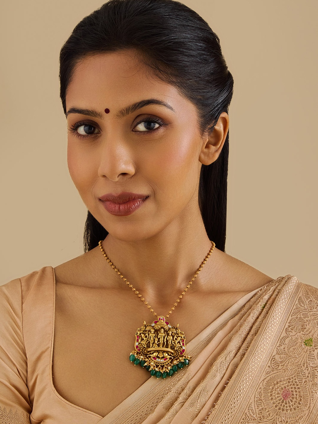 Kushal's Fashion Jewellery Gold-Plated 92.5 Pure Silver Artificial Stones Temple Pendants
Kushal's Fashion Jewellery Gold-Plated 92.5 Pure Silver Artificial Stones Temple Pendants