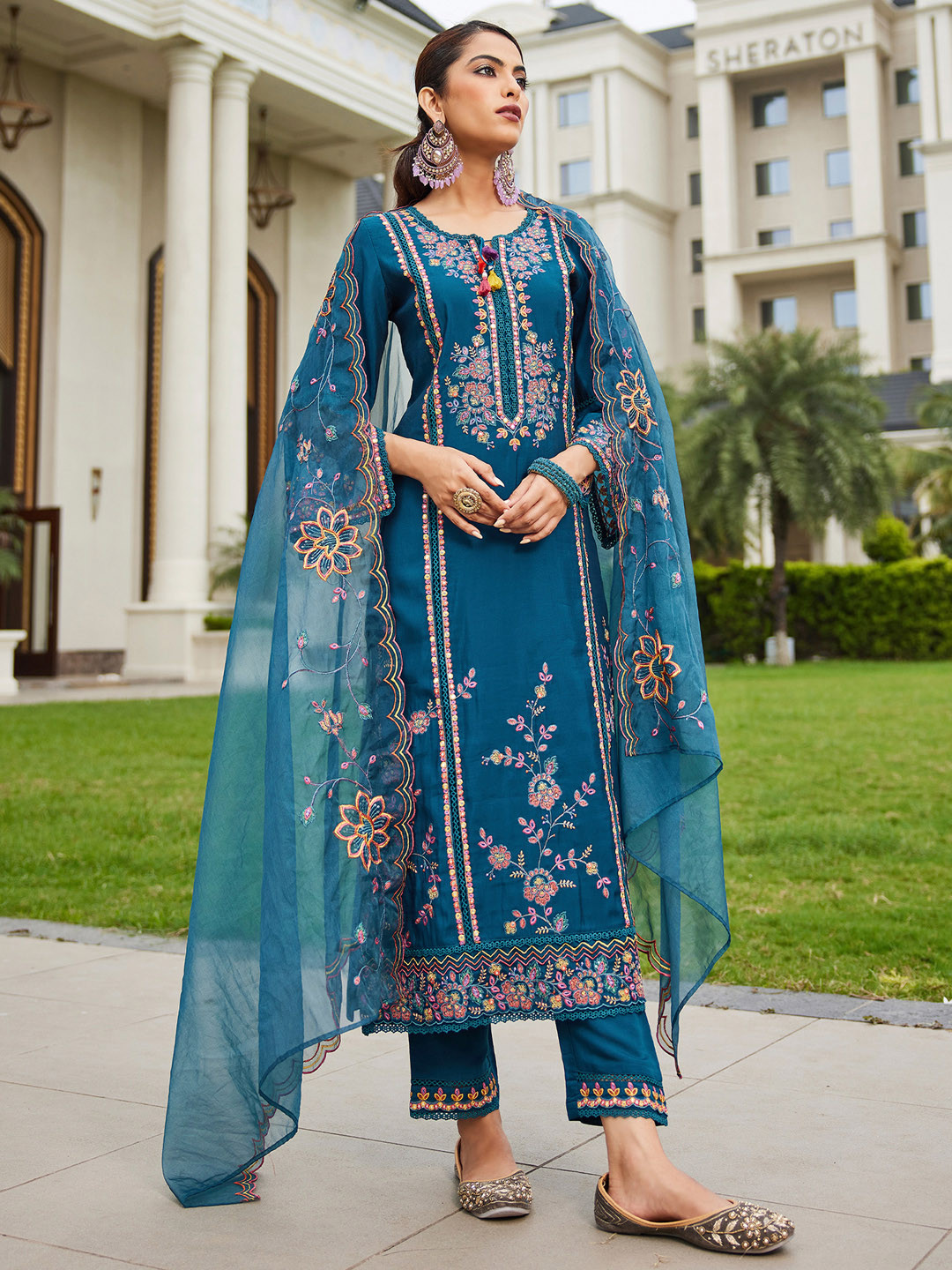 Indo Era Women Ethnic Motifs Embroidered Regular Mirror Work Kurta with Trousers & With Dupatta, Blue
Indo Era Women Ethnic Motifs Embroidered Regular Mirror Work Kurta with Trousers & With Dupatta, Blue