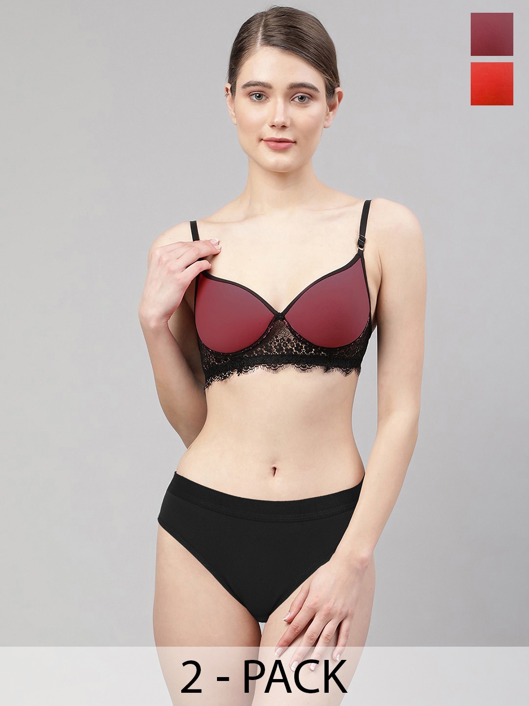 Aamarsh Women Pack Of 2 Self Design Lightly Padded Lingerie Set AD_A_Cupri Set2, Red
Aamarsh Women Pack Of 2 Self Design Lightly Padded Lingerie Set AD_A_Cupri Set2, Red