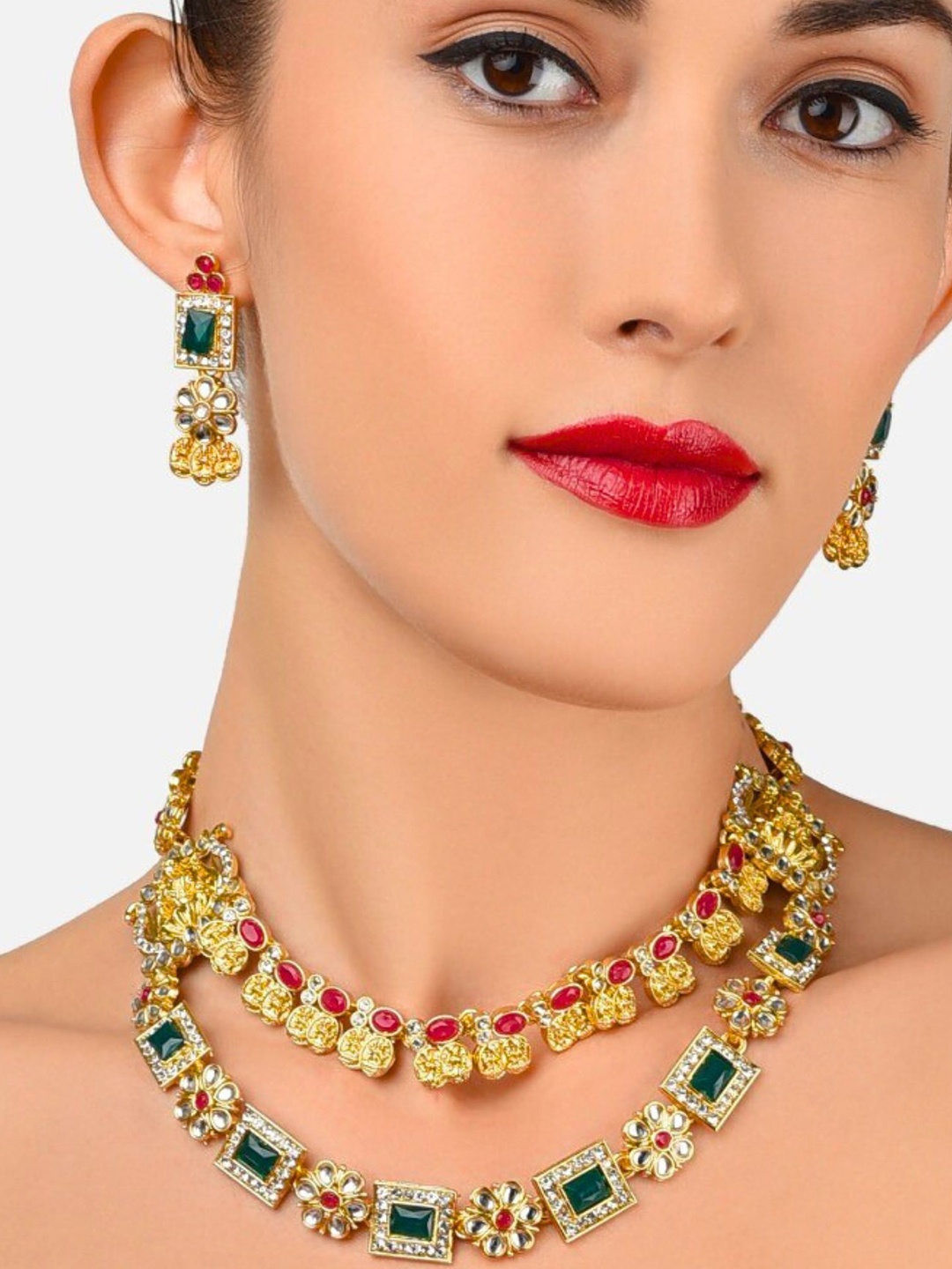 MANSIYAORANGE 22K Matte Gold Plated Maa Lakshmi Temple Jewelry Set, Multi
MANSIYAORANGE 22K Matte Gold Plated Maa Lakshmi Temple Jewelry Set, Multi