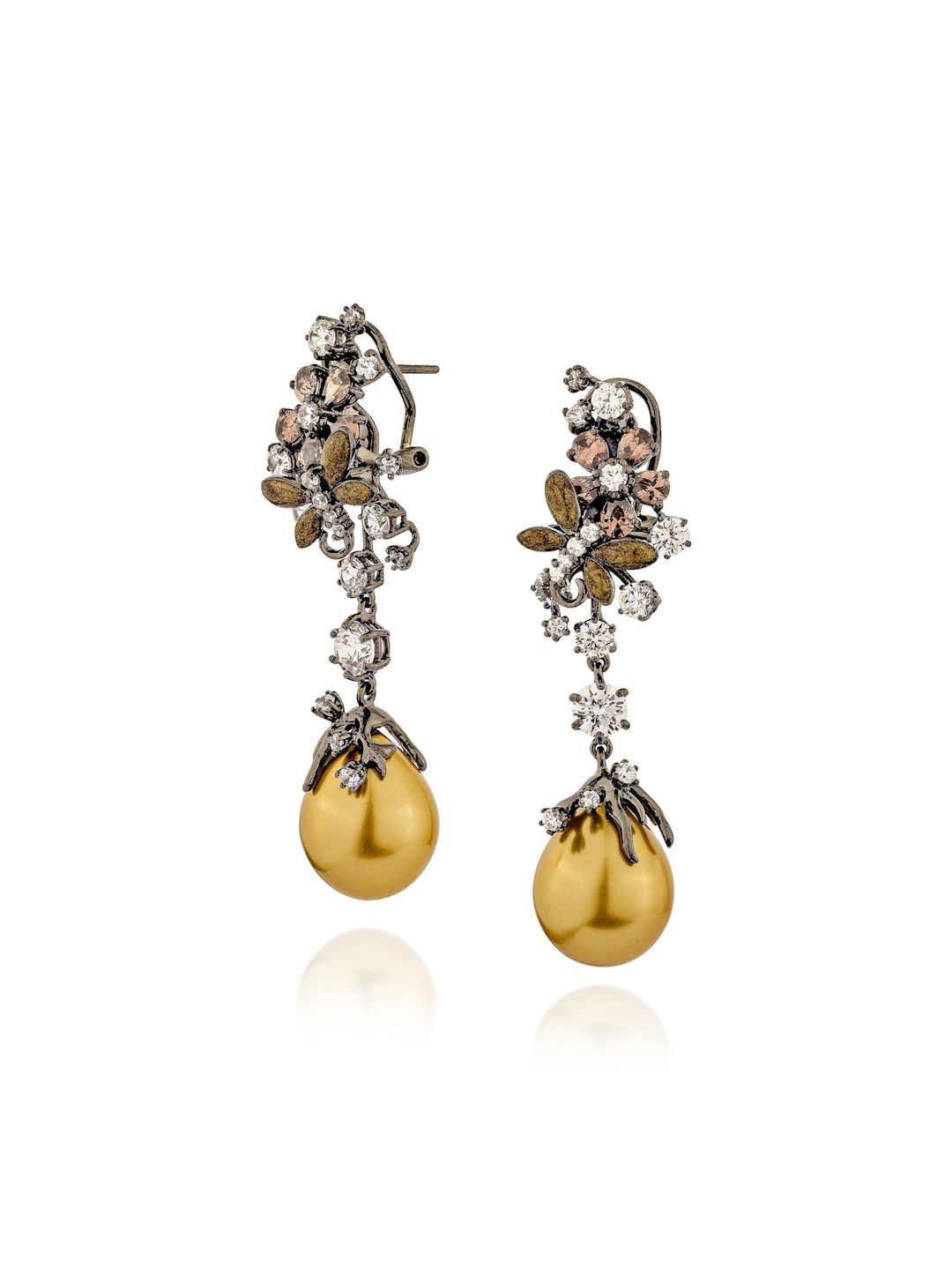 MISS JO 925 Sterling Silver Rhodium-Plated Stone Studded & Beadded Drop Earrings, Gold
MISS JO 925 Sterling Silver Rhodium-Plated Stone Studded & Beadded Drop Earrings, Gold