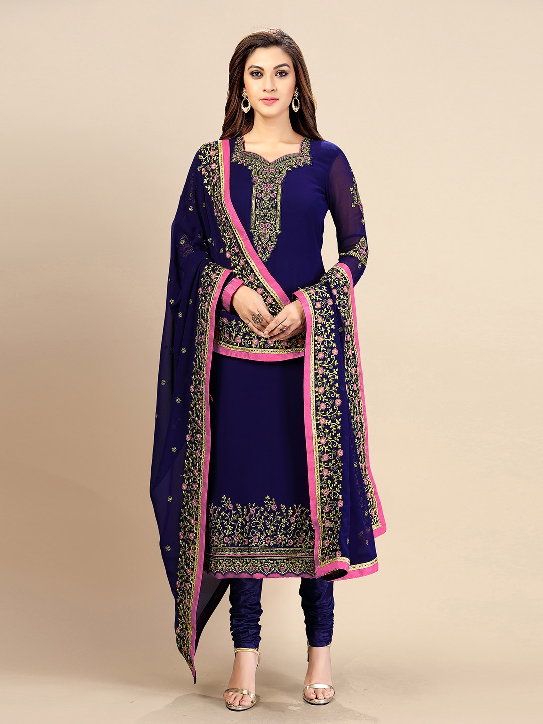 Trendmalls Floral Embroidered Regular Thread Work Kurta With Churidar & Dupatta, Blue
Trendmalls Floral Embroidered Regular Thread Work Kurta With Churidar & Dupatta, Blue