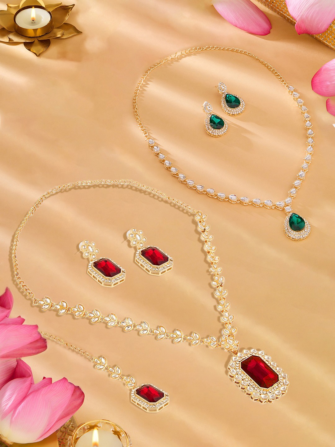 Zaveri Pearls Set Of 2 Gold Plated Diamonds Stones Studded & Beaded Jewellery Set
Zaveri Pearls Set Of 2 Gold Plated Diamonds Stones Studded & Beaded Jewellery Set