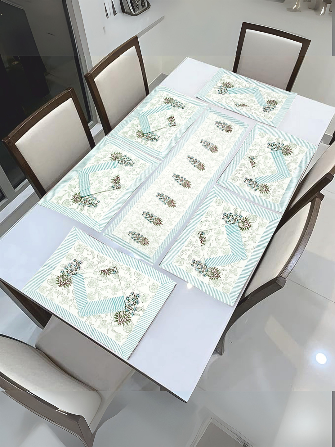 LIVING ROOTS Set Of 13 Luxury Block Print Havey Canvas Cotton White & Pink Table Linen Set
LIVING ROOTS Set Of 13 Luxury Block Print Havey Canvas Cotton White & Pink Table Linen Set