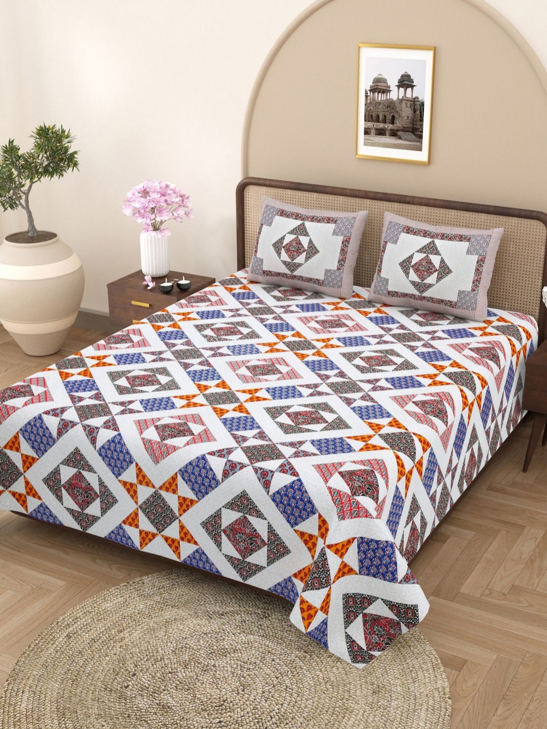 Plarsh Comfort White & Blue Floral 180 TC Pure Cotton King Bedsheet & 2 Pillow Covers
Plarsh Comfort White & Blue Floral 180 TC Pure Cotton King Bedsheet & 2 Pillow Covers
