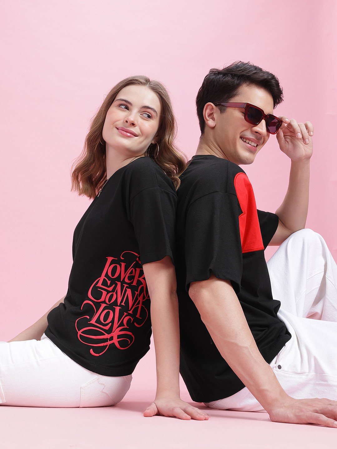 Mast & Harbour Let's Twin Valentine Quotes Printed Drop-Shoulder Sleeves T-shirt, Black
Mast & Harbour Let's Twin Valentine Quotes Printed Drop-Shoulder Sleeves T-shirt, Black