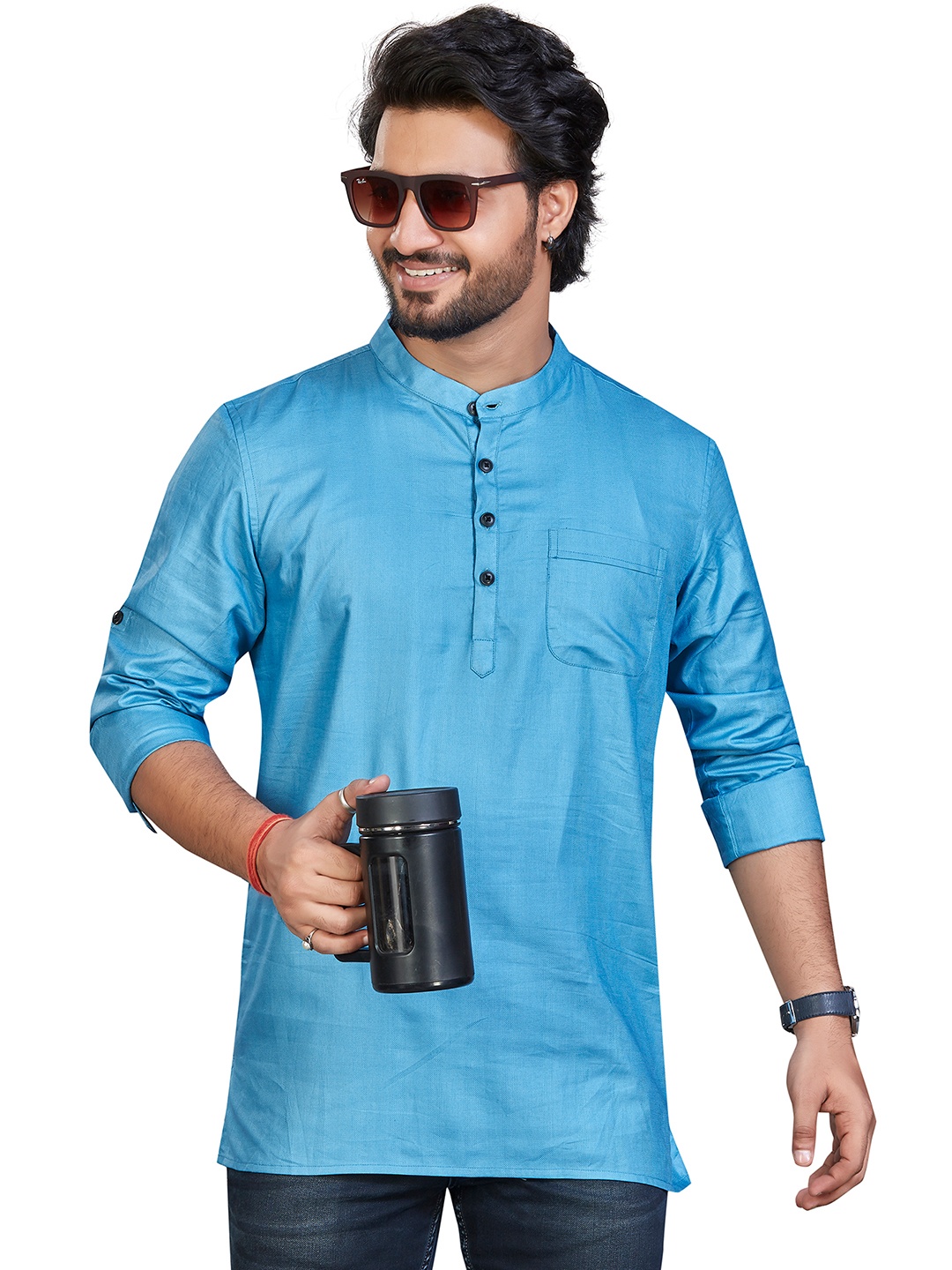 Authentics Men Contemporary Solid Mandarin Collar Pure Cotton Linen Casual Shirt, Blue
Authentics Men Contemporary Solid Mandarin Collar Pure Cotton Linen Casual Shirt, Blue
