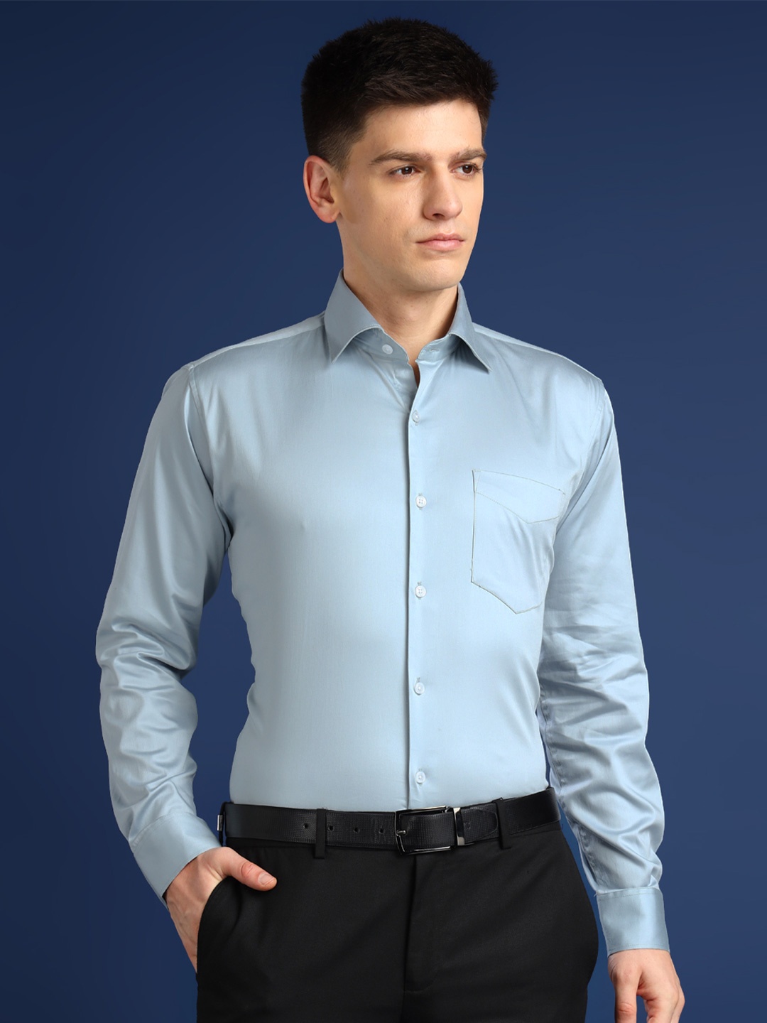Hancock Men Premium Slim Fit Opaque Cotton Satin Stretchable Formal Shirt, Turquoise blue
Hancock Men Premium Slim Fit Opaque Cotton Satin Stretchable Formal Shirt, Turquoise blue
