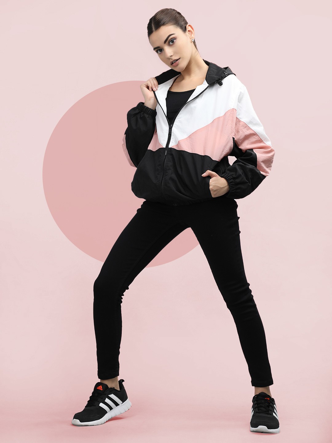 The Roadster Lifestyle Co. Women Colorblocked Anti-Micro Bacterial Sporty Jacket, White
The Roadster Lifestyle Co. Women Colorblocked Anti-Micro Bacterial Sporty Jacket, White
