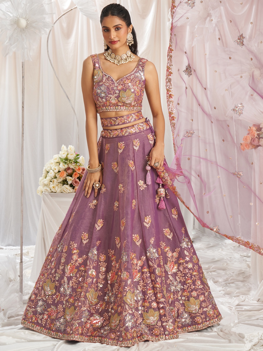 panchhi Embroidered Sequinned Semi-Stitched Lehenga & Unstitched Blouse With Dupatta, Lavender
panchhi Embroidered Sequinned Semi-Stitched Lehenga & Unstitched Blouse With Dupatta, Lavender