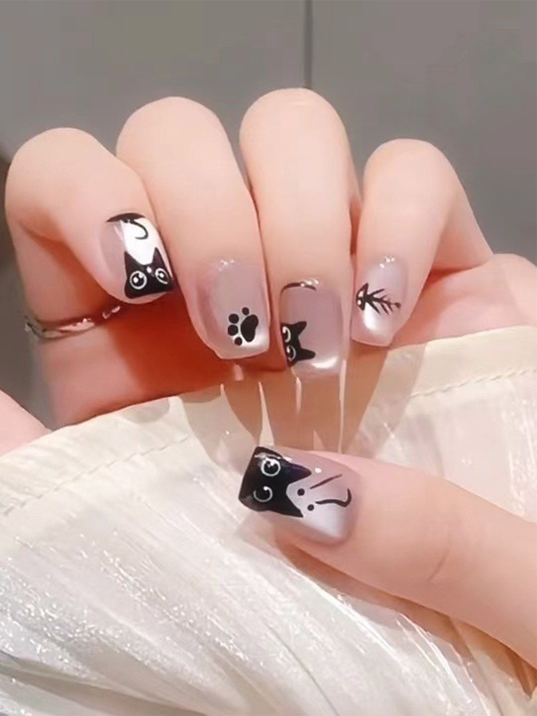 Secret Lives Set Of 30 Cats Eye Translucent With 3D Kitty Cat Artificial Nails, Nude
Secret Lives Set Of 30 Cats Eye Translucent With 3D Kitty Cat Artificial Nails, Nude