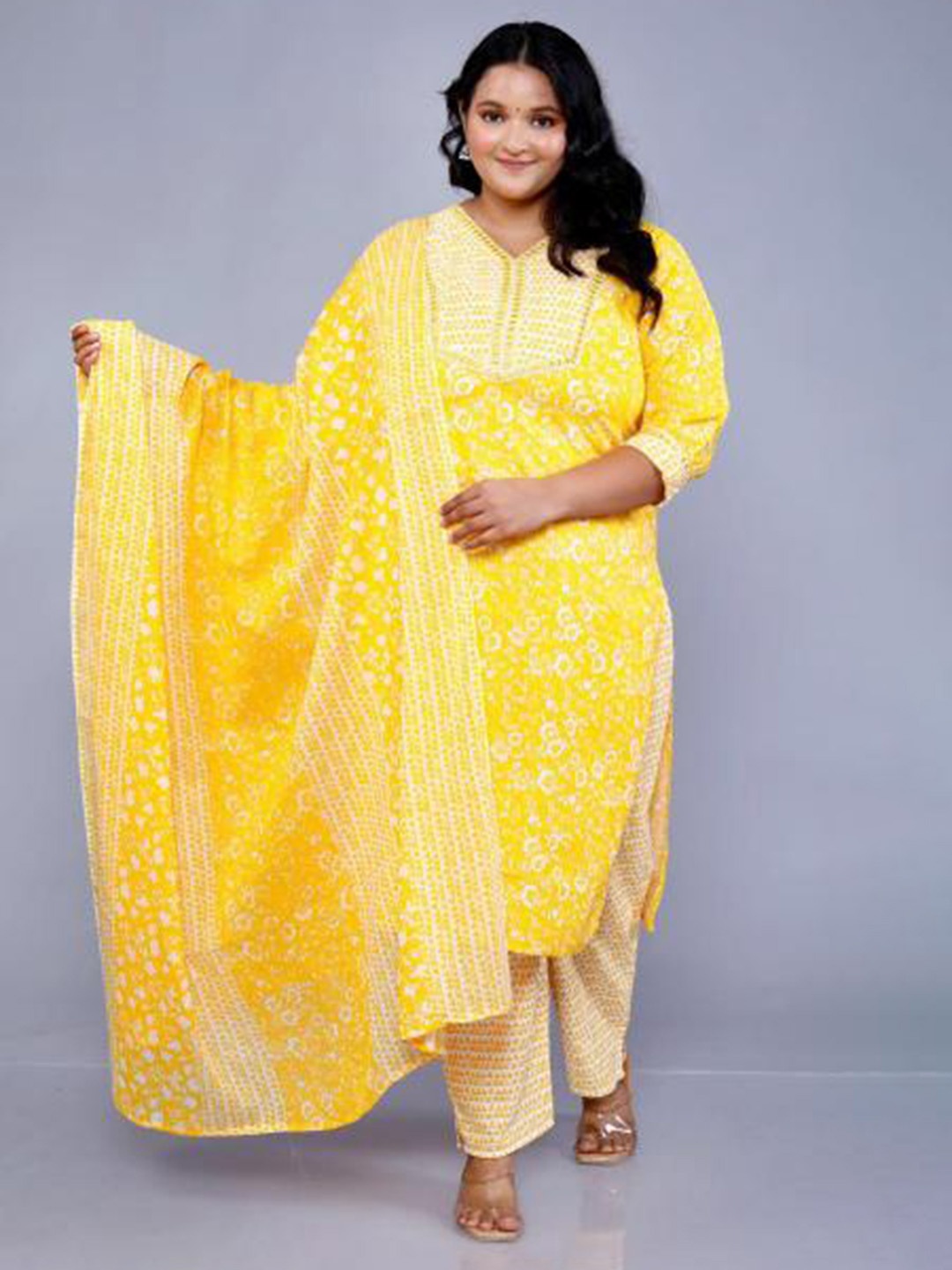 JC4U Women Printed Regular Mirror Work Pure Cotton Kurta with Trousers & With Dupatta, Yellow
JC4U Women Printed Regular Mirror Work Pure Cotton Kurta with Trousers & With Dupatta, Yellow