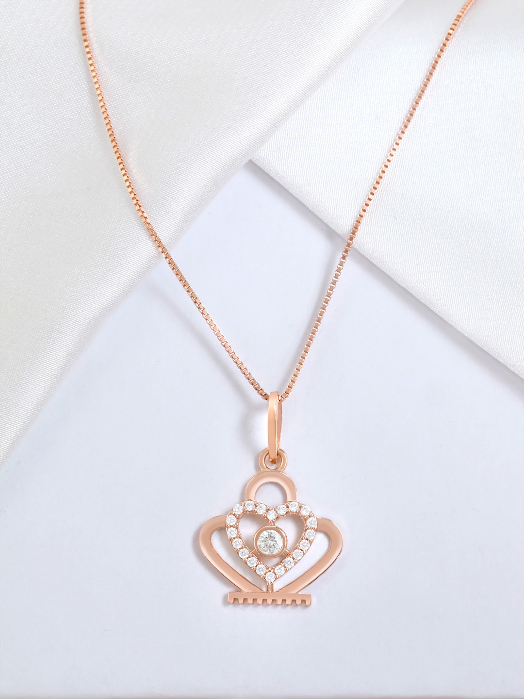 Zavya 925 Sterling Silver Rose Gold-Plated CZ Studded Crown Shaped Pendant with Chain
Zavya 925 Sterling Silver Rose Gold-Plated CZ Studded Crown Shaped Pendant with Chain