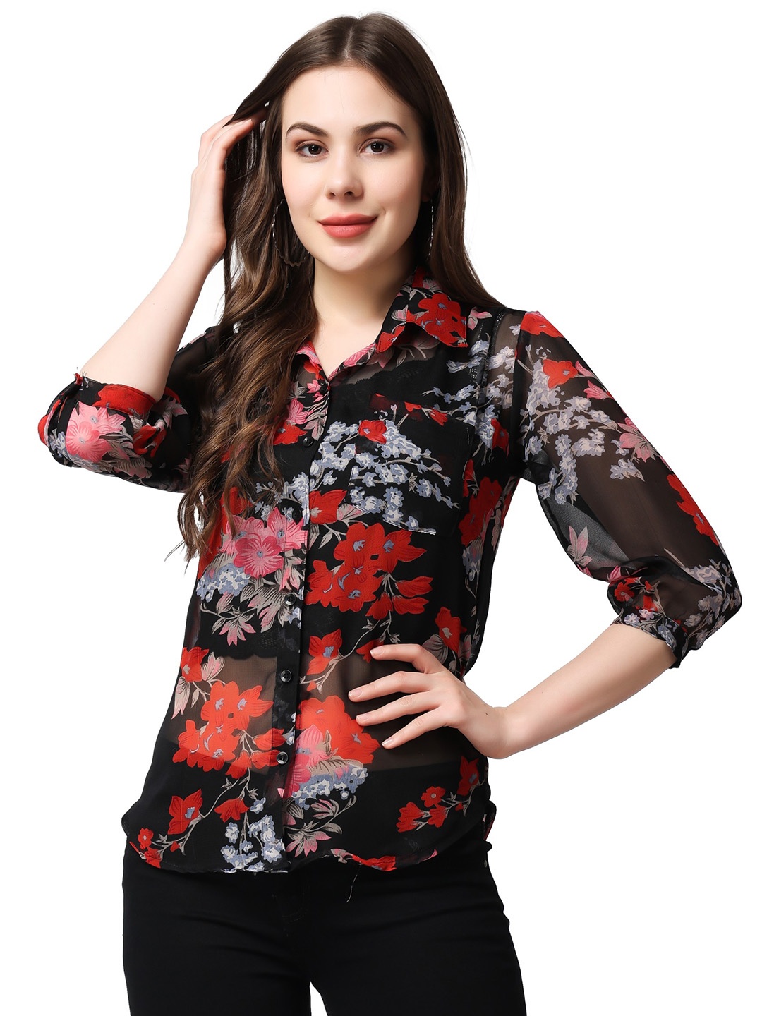 MINOS Women Classic Spread Collar Floral Printed Slim Fit Casual Shirt, Black
MINOS Women Classic Spread Collar Floral Printed Slim Fit Casual Shirt, Black