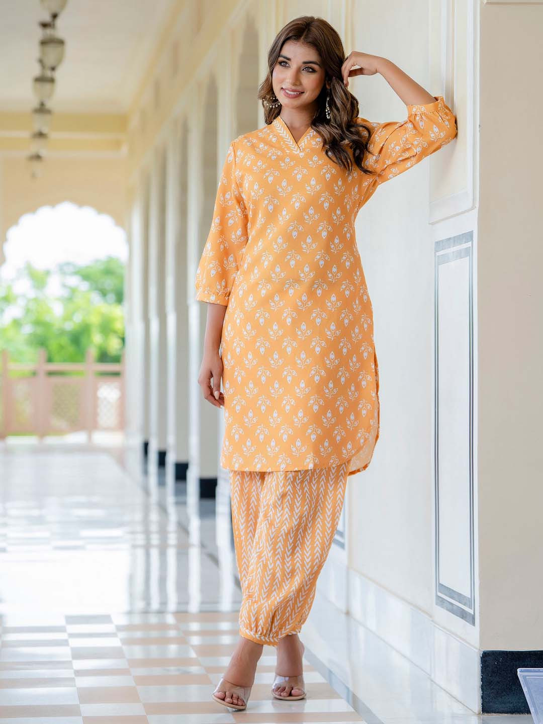 KALINI Women Floral Printed Regular Kurta with Salwar, Mustard
KALINI Women Floral Printed Regular Kurta with Salwar, Mustard
