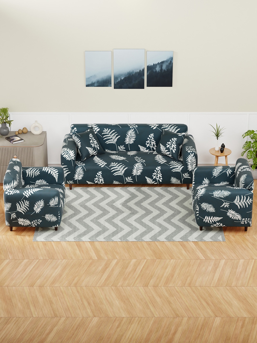 Aura Green & White 3 Pcs Leaf Stem Printed 5 Seater Sofa Cover With Arms & Cushion Cover
Aura Green & White 3 Pcs Leaf Stem Printed 5 Seater Sofa Cover With Arms & Cushion Cover