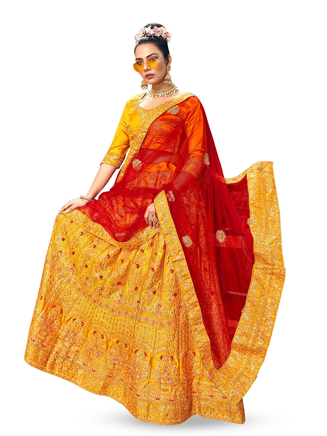 Maroosh Women Embroidered Thread Work Unstitched Lehenga & Blouse With Dupatta, Yellow
Maroosh Women Embroidered Thread Work Unstitched Lehenga & Blouse With Dupatta, Yellow