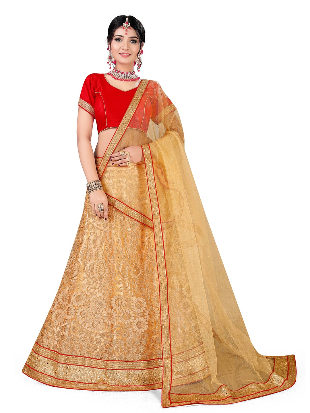Maroosh Women Embroidered Thread Work Unstitched Lehenga & Blouse With Dupatta, Beige
Maroosh Women Embroidered Thread Work Unstitched Lehenga & Blouse With Dupatta, Beige