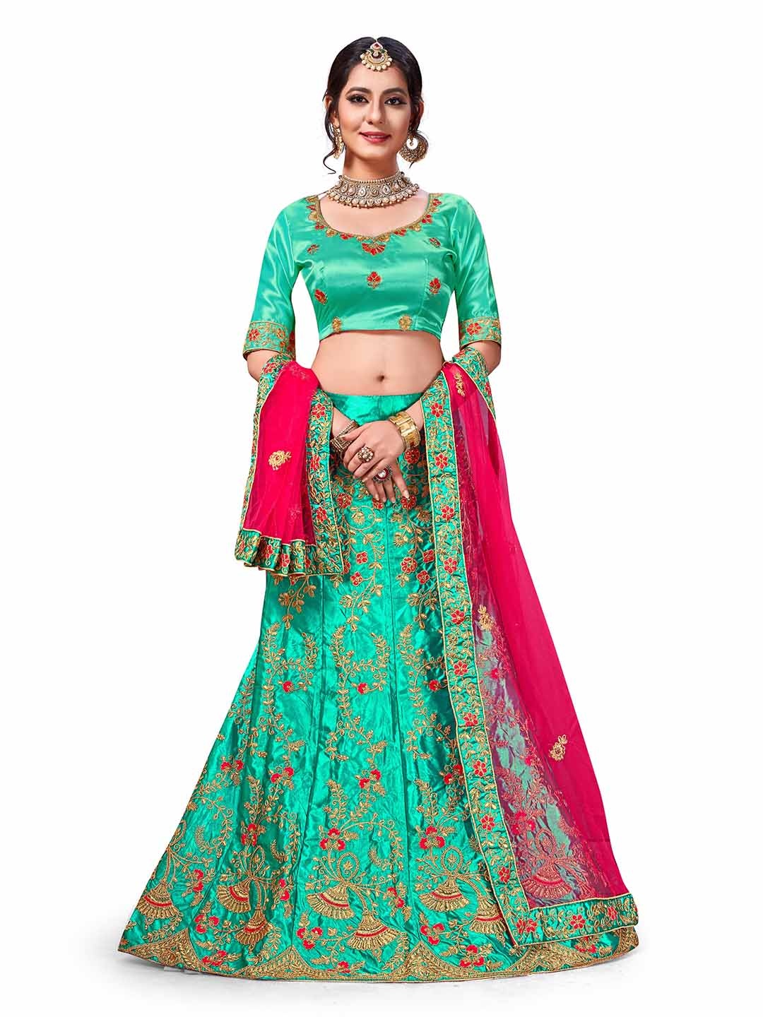 Maroosh Women Embroidered Thread Work Unstitched Lehenga & Blouse With Dupatta, Green
Maroosh Women Embroidered Thread Work Unstitched Lehenga & Blouse With Dupatta, Green