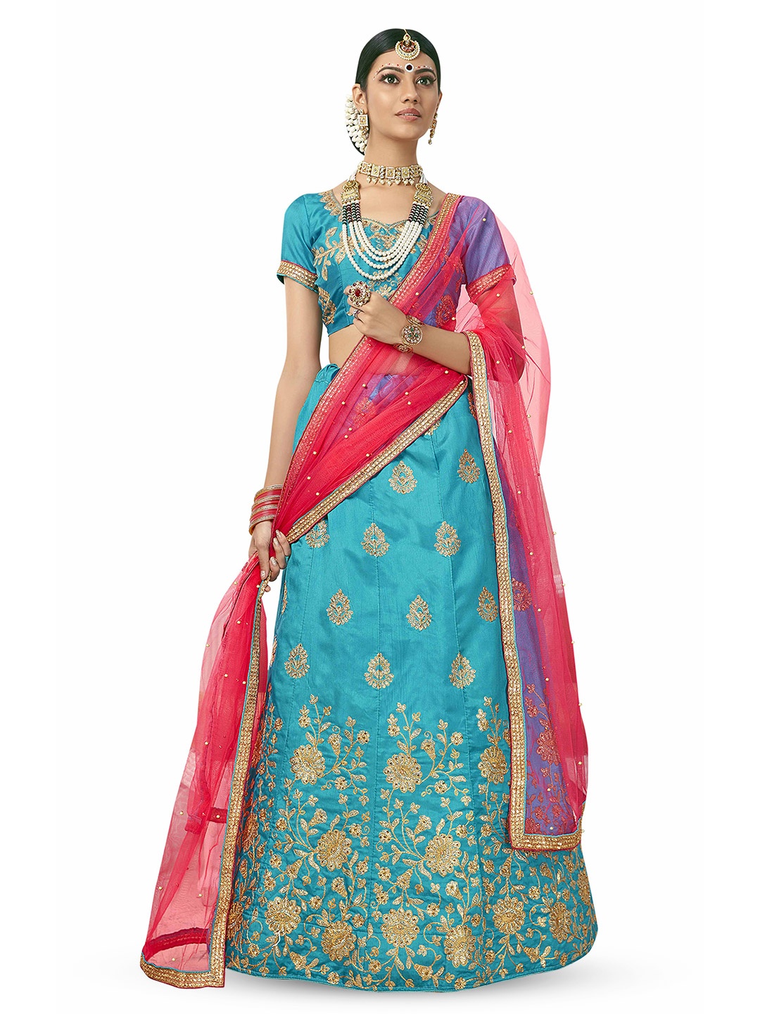Maroosh Embroidered Thread Work Unstitched Lehenga & Blouse With Dupatta, Turquoise blue
Maroosh Embroidered Thread Work Unstitched Lehenga & Blouse With Dupatta, Turquoise blue