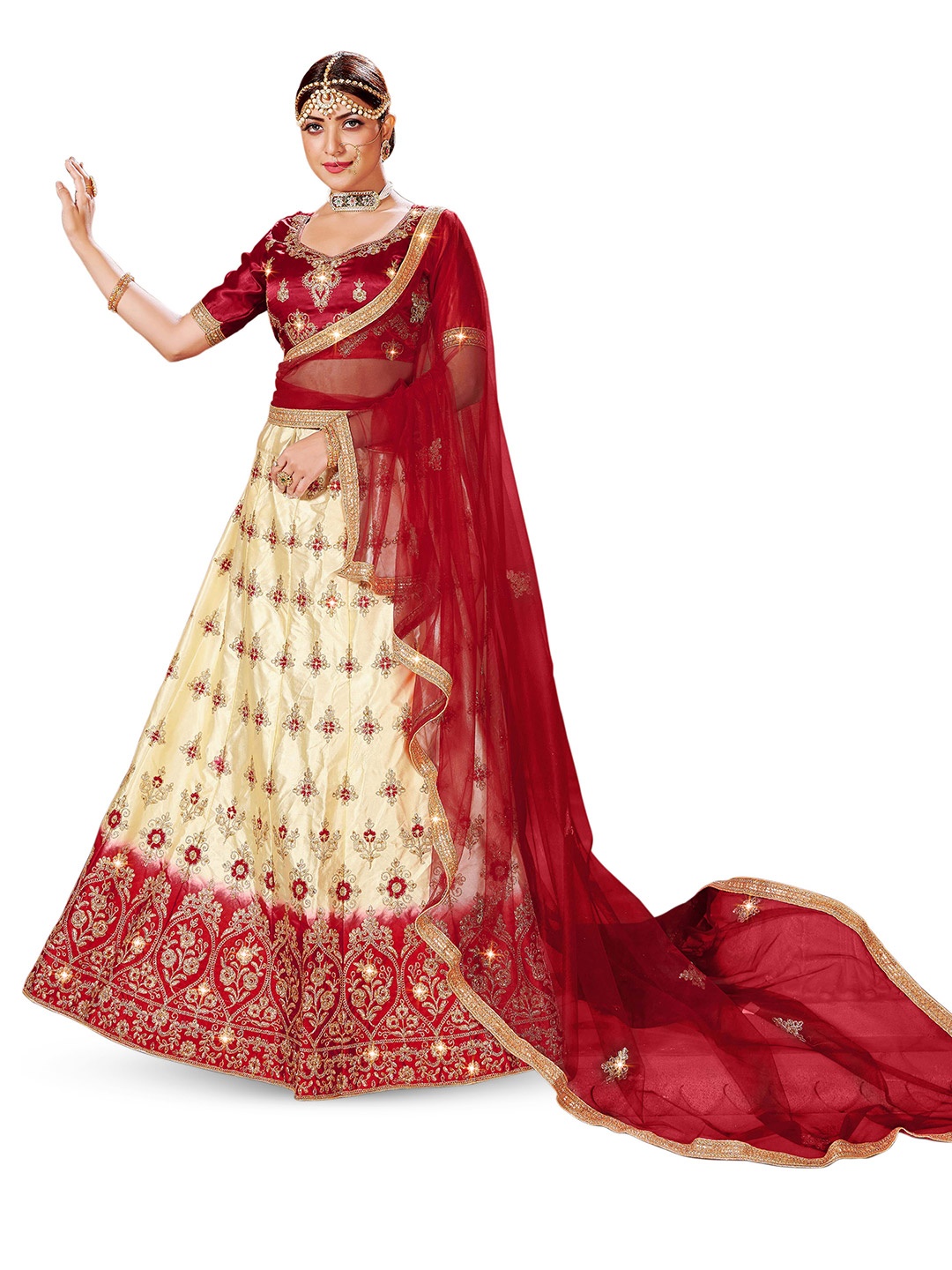 Maroosh Women Embroidered Thread Work Unstitched Lehenga & Blouse With Dupatta, Beige
Maroosh Women Embroidered Thread Work Unstitched Lehenga & Blouse With Dupatta, Beige