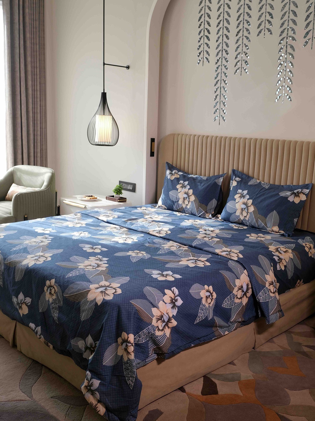 Pure Decor Bedding of 4 Pieces Bedsheet Set (2.28m X 2.54m) with Comforter (2.21m X 2.46m), Blue
Pure Decor Bedding of 4 Pieces Bedsheet Set (2.28m X 2.54m) with Comforter (2.21m X 2.46m), Blue