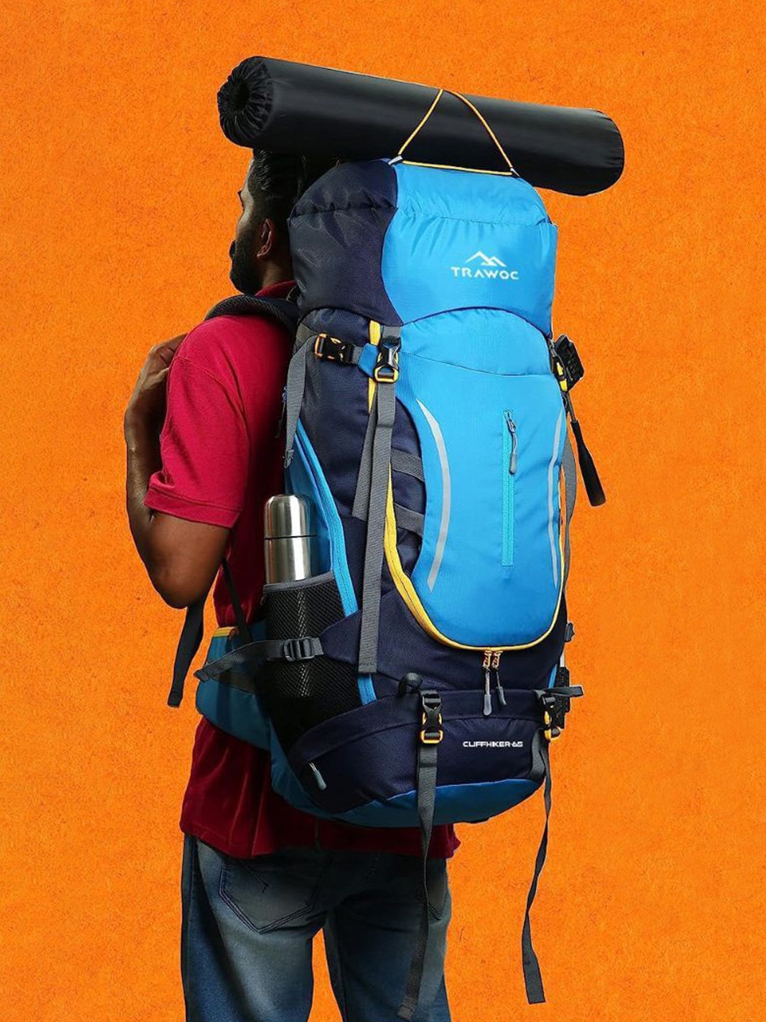 TRAWOC CLIFFHIKER Solid 65L Internal Frame Rucksack Dual Loading With Rain Cover, Blue
TRAWOC CLIFFHIKER Solid 65L Internal Frame Rucksack Dual Loading With Rain Cover, Blue