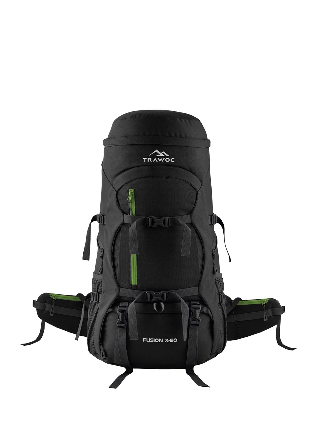 TRAWOC FUSION X 50L Solid Rucksacks With Fiber Frame & Rain Cover For Trekking Hiking, Black
TRAWOC FUSION X 50L Solid Rucksacks With Fiber Frame & Rain Cover For Trekking Hiking, Black