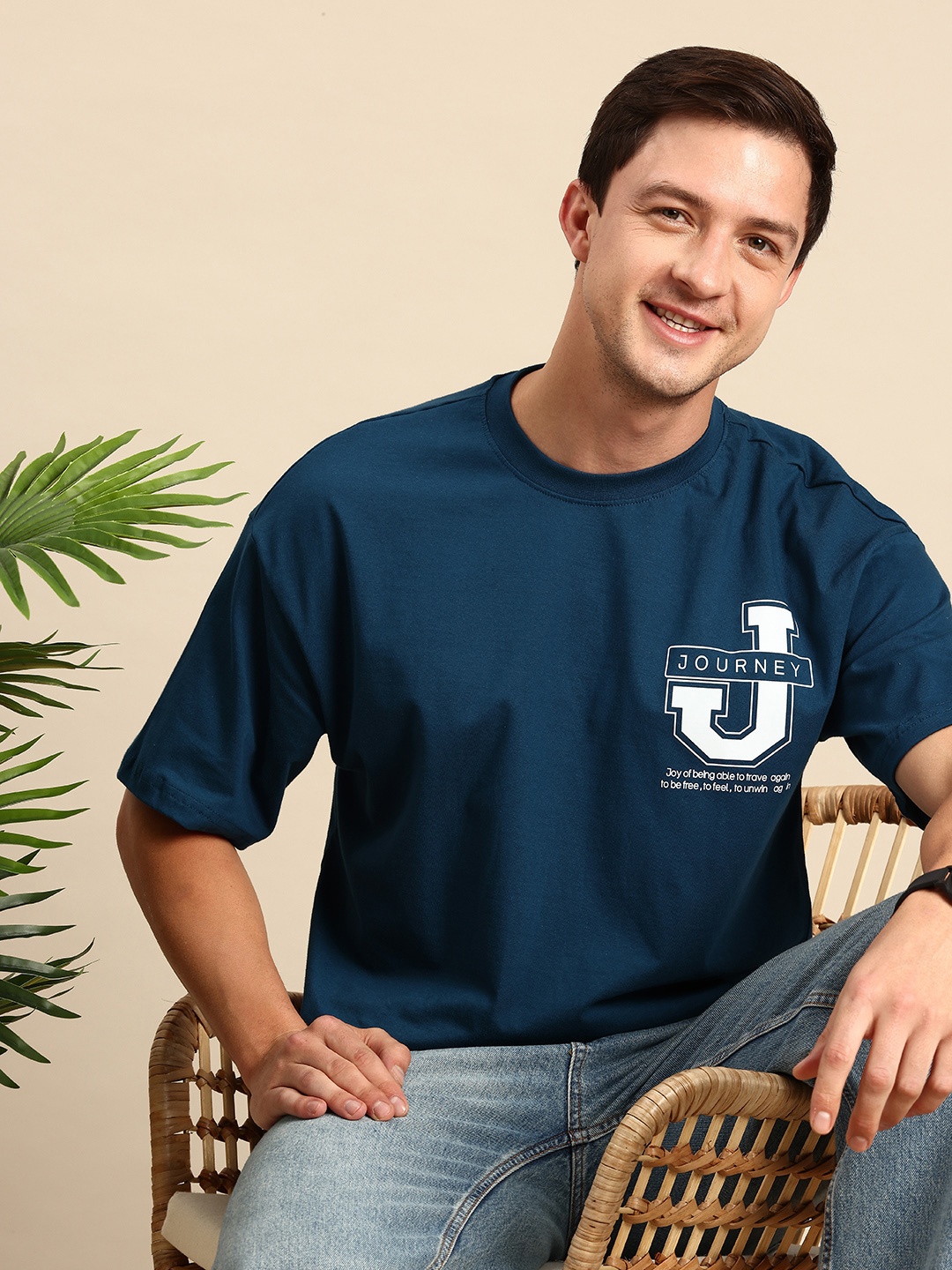 Mast & Harbour Typography Printed Drop-Shoulder Sleeves Pure Cotton Relaxed Fit T-shirt, Blue
Mast & Harbour Typography Printed Drop-Shoulder Sleeves Pure Cotton Relaxed Fit T-shirt, Blue