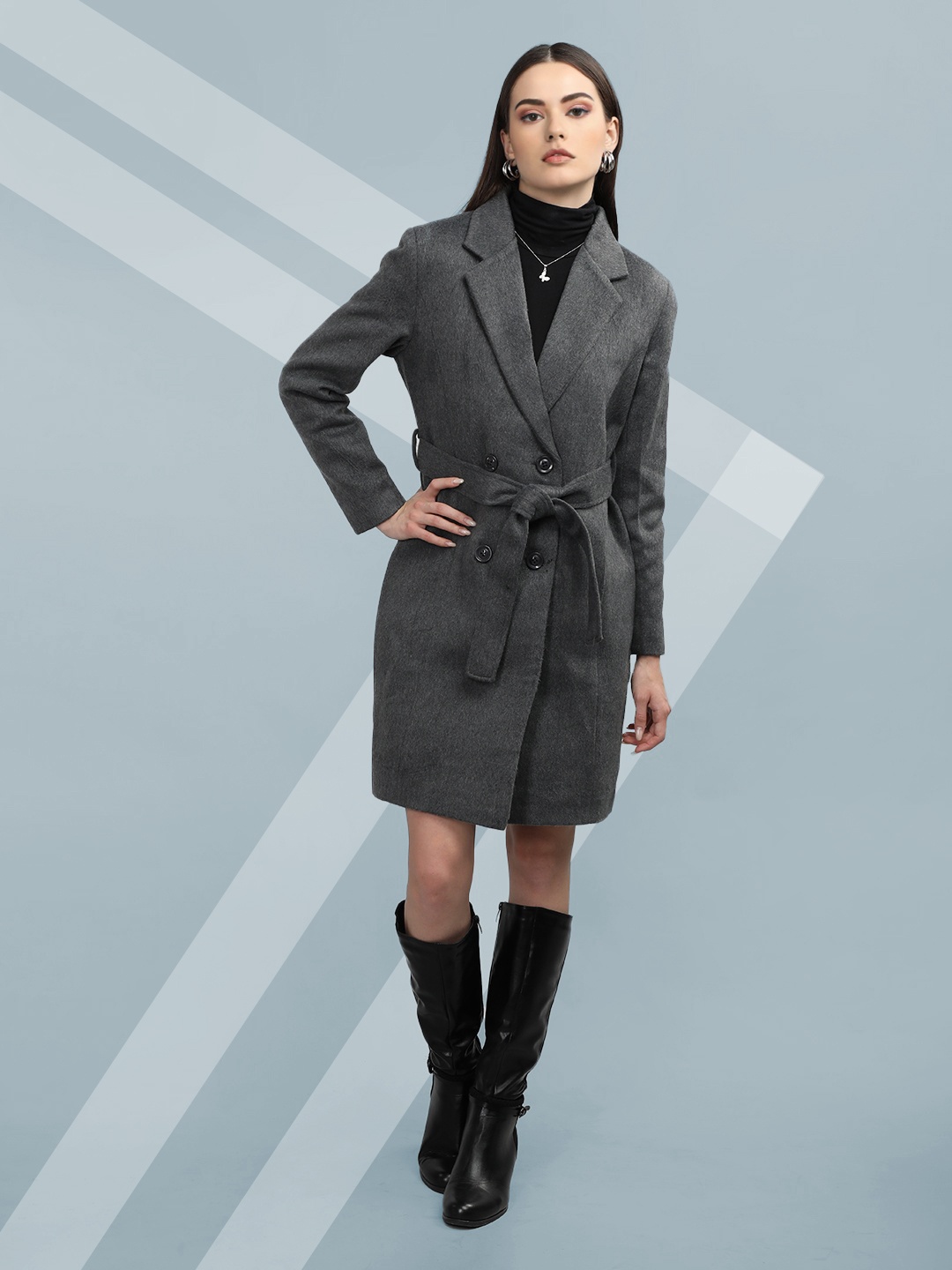 The Roadster Lifestyle Co. Women Solid Notched Lapel Collar Woolen Single-Breasted Coat, Grey
The Roadster Lifestyle Co. Women Solid Notched Lapel Collar Woolen Single-Breasted Coat, Grey