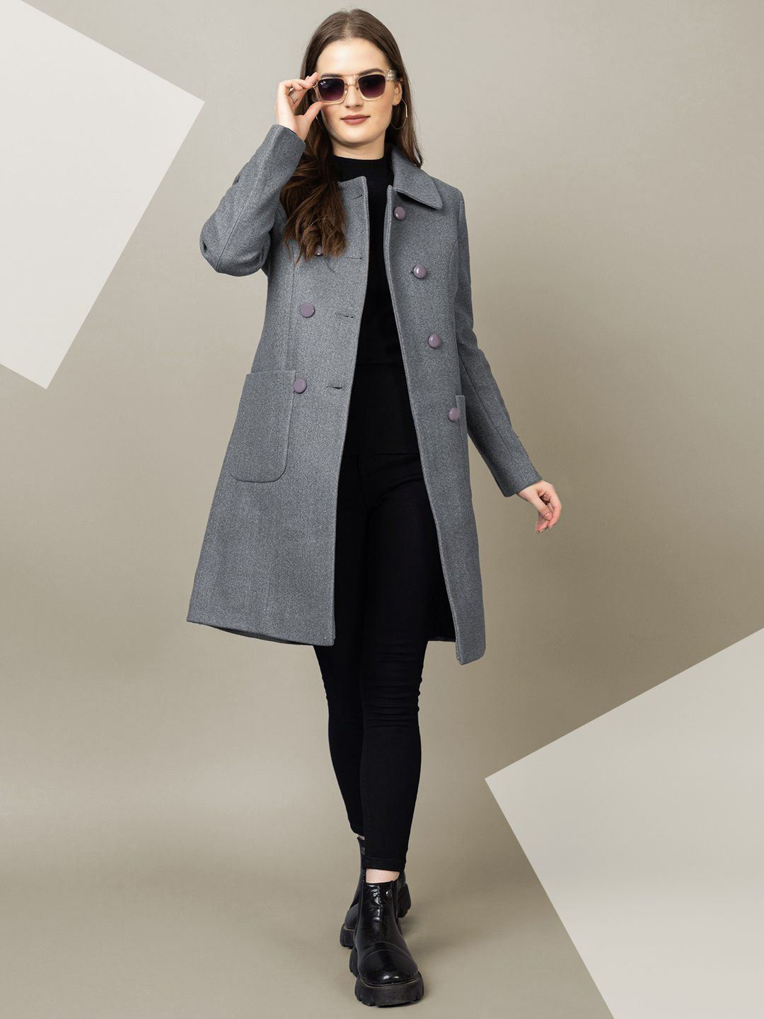 The Roadster Lifestyle Co. Women Solid Knee Length Double Breasted Woollen Overcoat, Grey
The Roadster Lifestyle Co. Women Solid Knee Length Double Breasted Woollen Overcoat, Grey