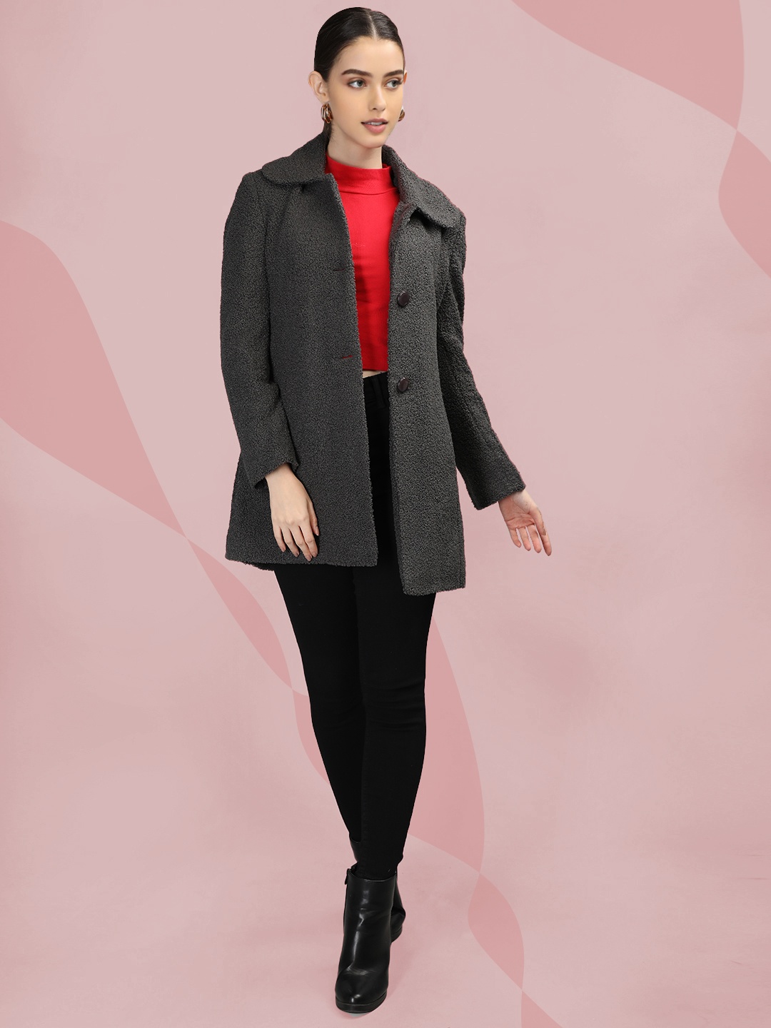 The Roadster Lifestyle Co. Women Self Design Woollen Single-Breasted Overcoat, Grey
The Roadster Lifestyle Co. Women Self Design Woollen Single-Breasted Overcoat, Grey