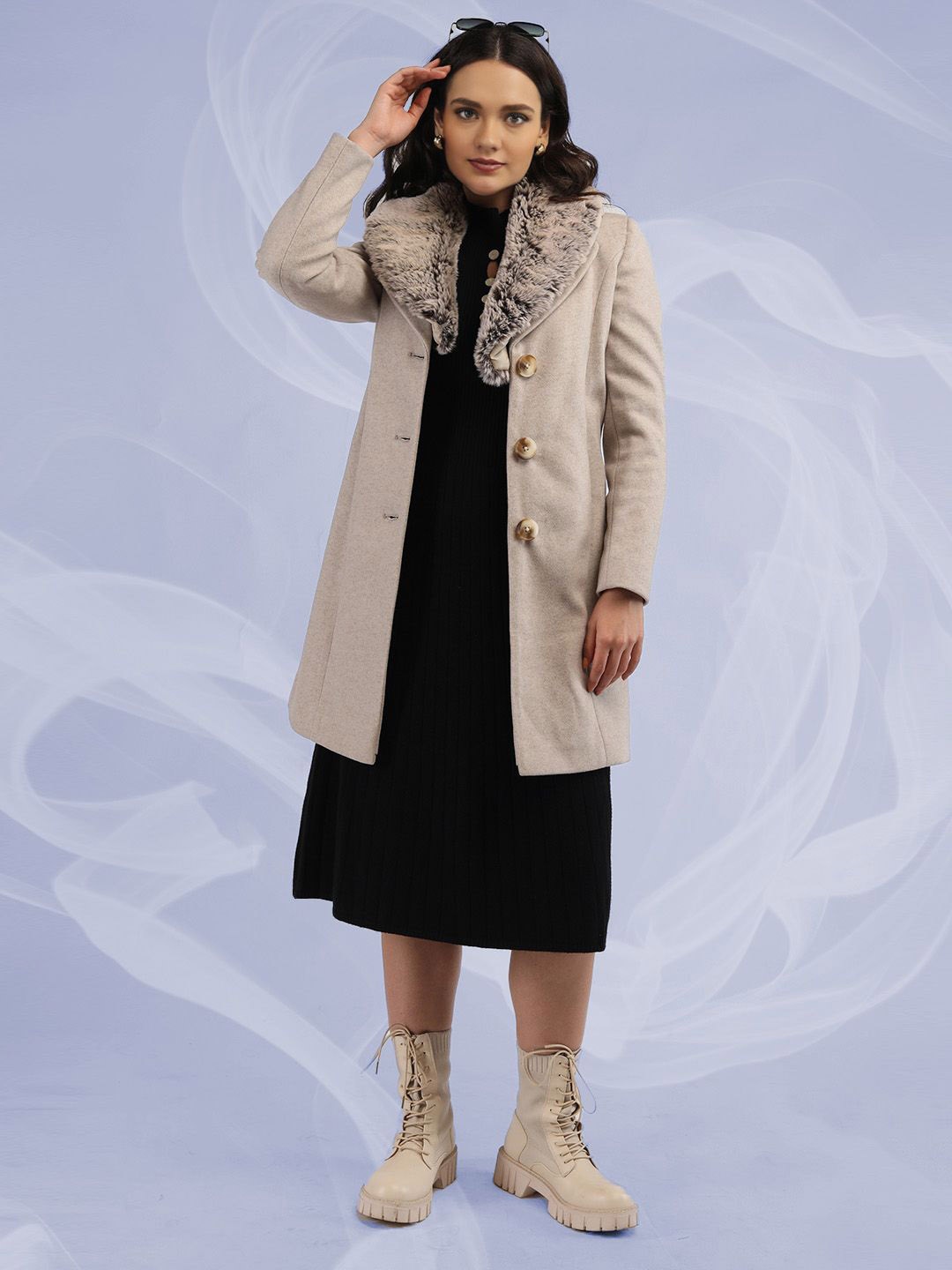 The Roadster Lifestyle Co. Women Solid Fur Wool Single Breasted Overcoat With Belt, Beige
The Roadster Lifestyle Co. Women Solid Fur Wool Single Breasted Overcoat With Belt, Beige