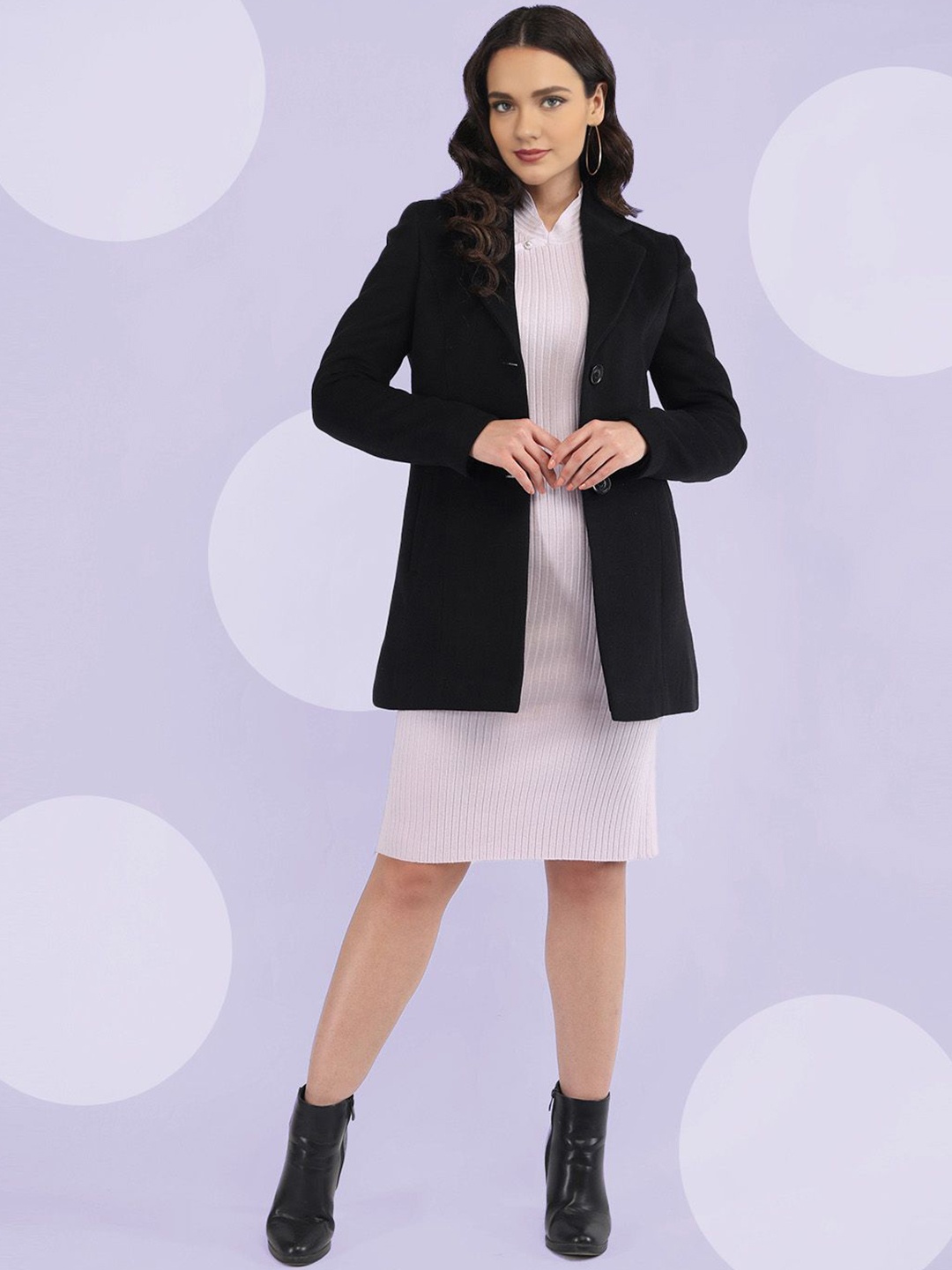 The Roadster Lifestyle Co. Women Solid Notched Lapel Collar Single Breasted Wool Overcoat, Black
The Roadster Lifestyle Co. Women Solid Notched Lapel Collar Single Breasted Wool Overcoat, Black