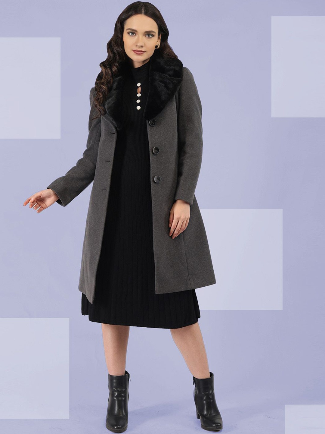 The Roadster Lifestyle Co. Women Solid Single Breasted Fur Collar Woollen Overcoat, Grey
The Roadster Lifestyle Co. Women Solid Single Breasted Fur Collar Woollen Overcoat, Grey