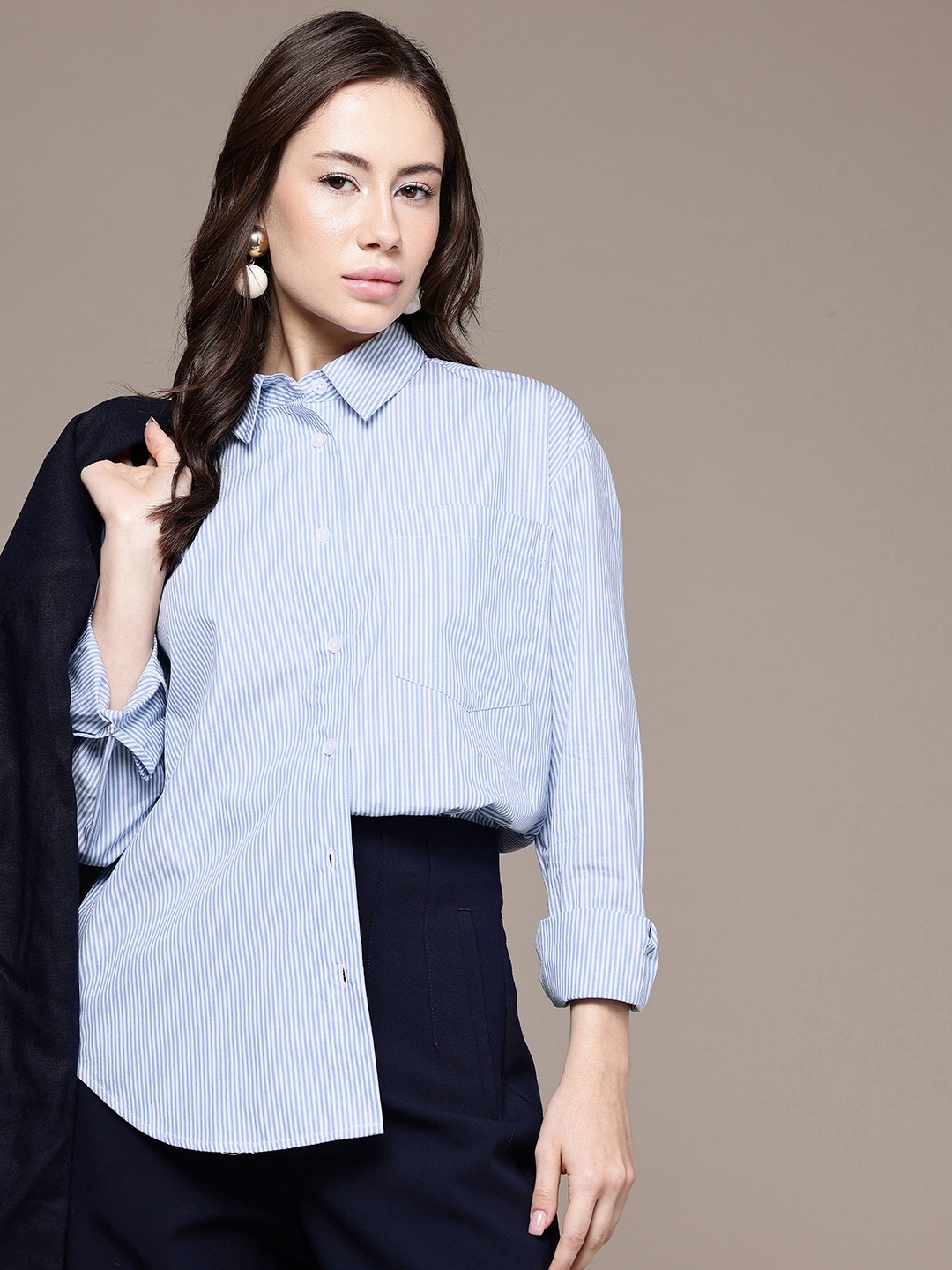 French Connection Relaxed Fit Striped Drop-Shoulder Sleeves Pure Cotton Casual Shirt, Blue
French Connection Relaxed Fit Striped Drop-Shoulder Sleeves Pure Cotton Casual Shirt, Blue