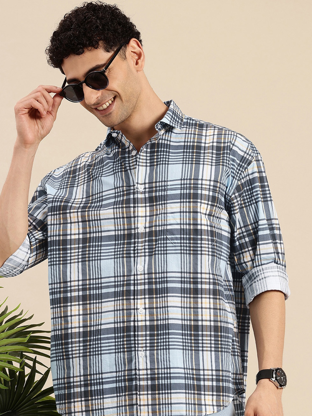 Mast & Harbour Pure Cotton Checked Drop-Shoulder Sleeves Relaxed Fit Casual Shirt, Blue
Mast & Harbour Pure Cotton Checked Drop-Shoulder Sleeves Relaxed Fit Casual Shirt, Blue